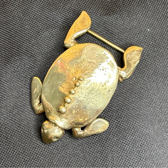 Vintage 1976 Carl Tasha Signed Numbered Sea Turtle Brass Belt Buckle #316/1000 - Picture 3 of 9